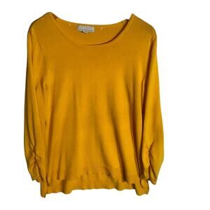 Carolyn Taylor Mustard Yellow Sweater Women's Size XL Crewneck Rayon Poly Blend